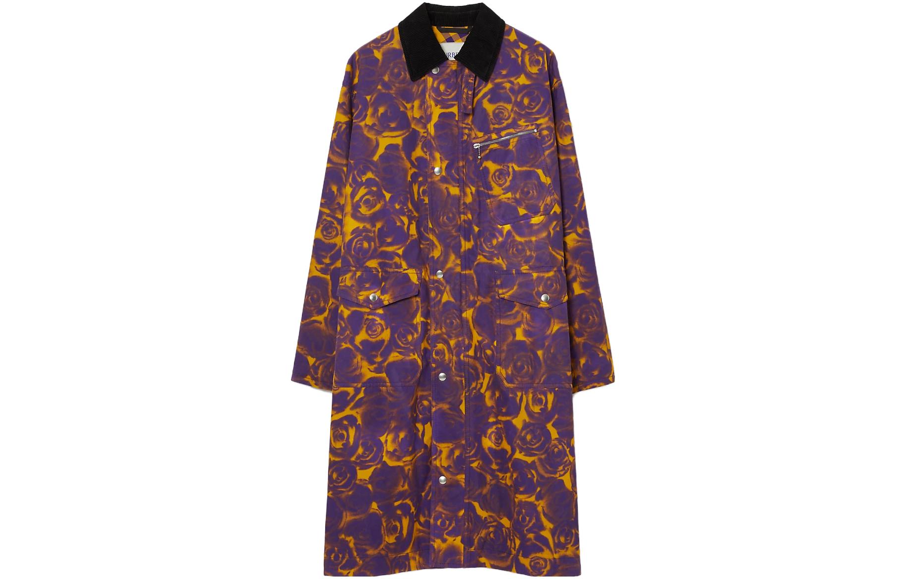 (Women) Burberry  Rose Print Single-Breasted Mid-Length Coat in Pear Color. 80795531 圖 2