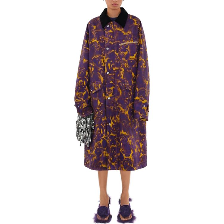 (Women) Burberry  Rose Print Single-Breasted Mid-Length Coat in Pear Color. 80795531 圖 3