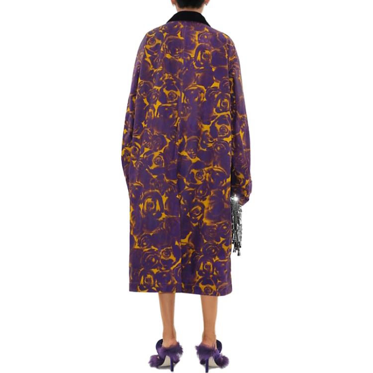 (Women) Burberry  Rose Print Single-Breasted Mid-Length Coat in Pear Color. 80795531 圖 4