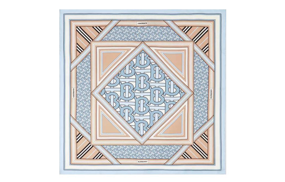 (Women) Burberry  Silk Scarf Montage Print Light Blue/Pistachio. 80560411 圖 2
