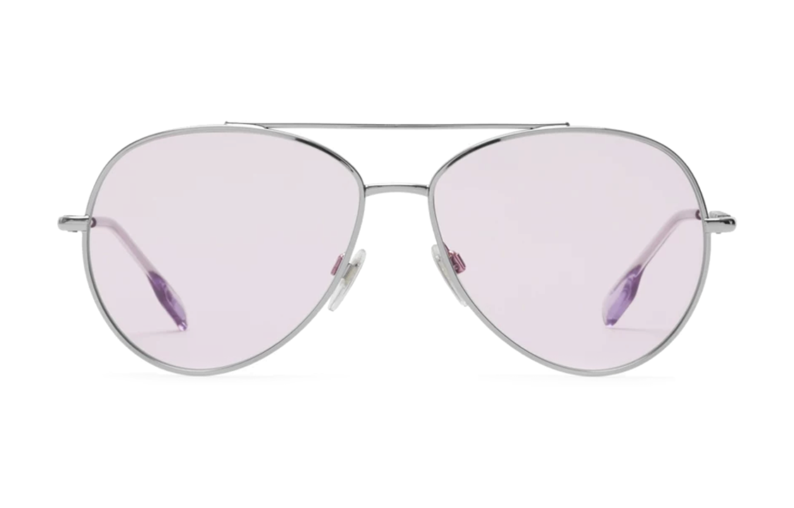 (Women) Burberry  Silver Irregular Frame Acetate Metal Sunglasses with Letter Detail 40833371