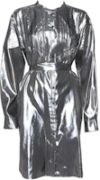 (Women) Burberry Silver Long-Sleeve Midi Dress with Stand Collar. 40683961 (Women) Burberry Silver Long-Sleeve Midi Dress with Stand Collar. 40683961