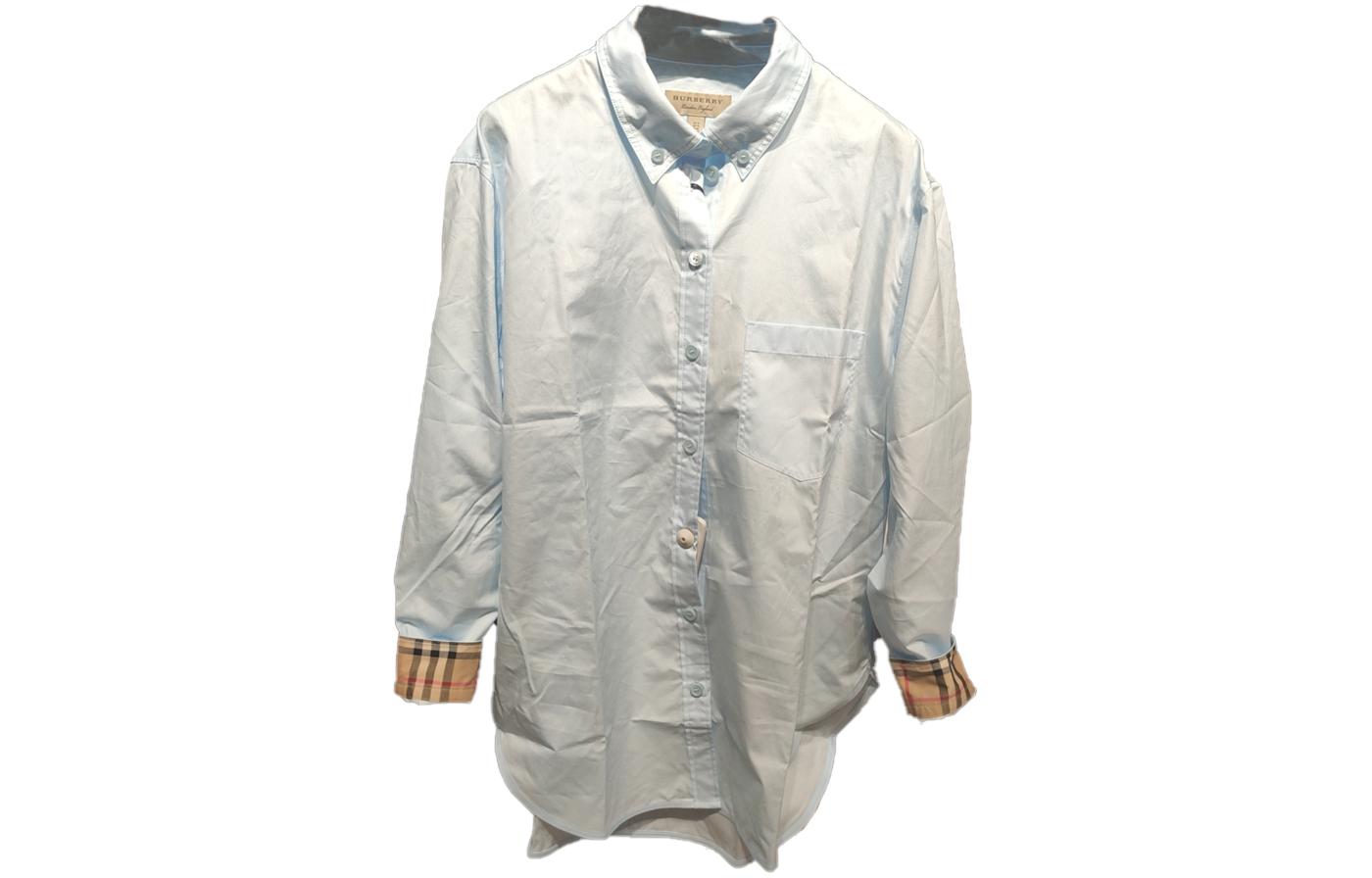 (Women) Burberry  Single-Breasted Light Blue Long Sleeve Shirt with Pockets. 80621481 圖 2