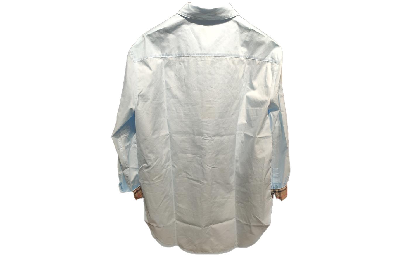 (Women) Burberry  Single-Breasted Light Blue Long Sleeve Shirt with Pockets. 80621481 圖 3