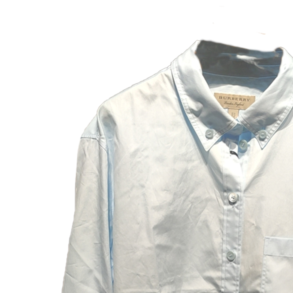 (Women) Burberry  Single-Breasted Light Blue Long Sleeve Shirt with Pockets. 80621481 圖 4