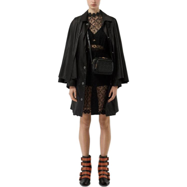 Shop (W) Burberry 单排扣长款黑色大衣 80136571