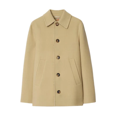 (Women) Burberry Single-Breasted Long Sleeve Coat in Linen Beige. 80951531