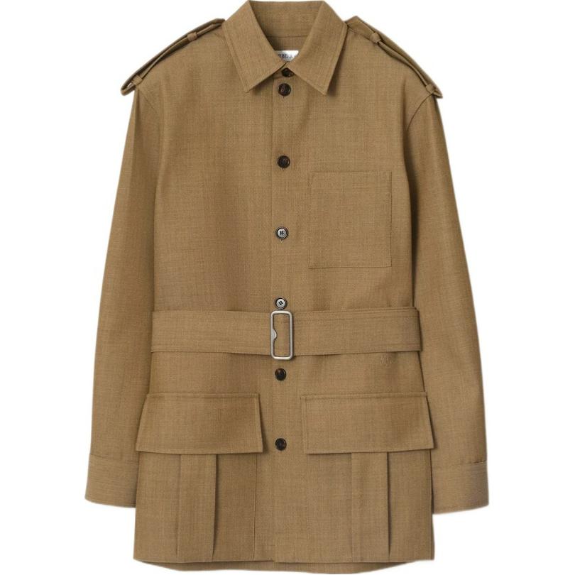 (Women) Burberry  Single-Breasted Plain Jacket Coat in Brown. 80926501