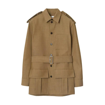 (Women) Burberry Single-Breasted Plain Jacket Coat in Brown. 80926501