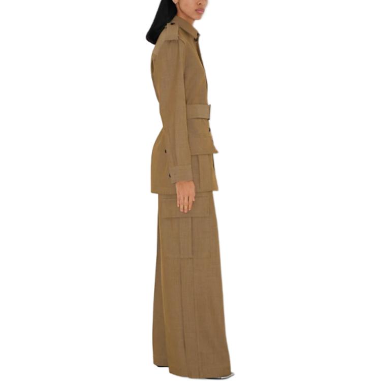 Purchase (W) 博柏利单排扣棕色外套大衣 80926501