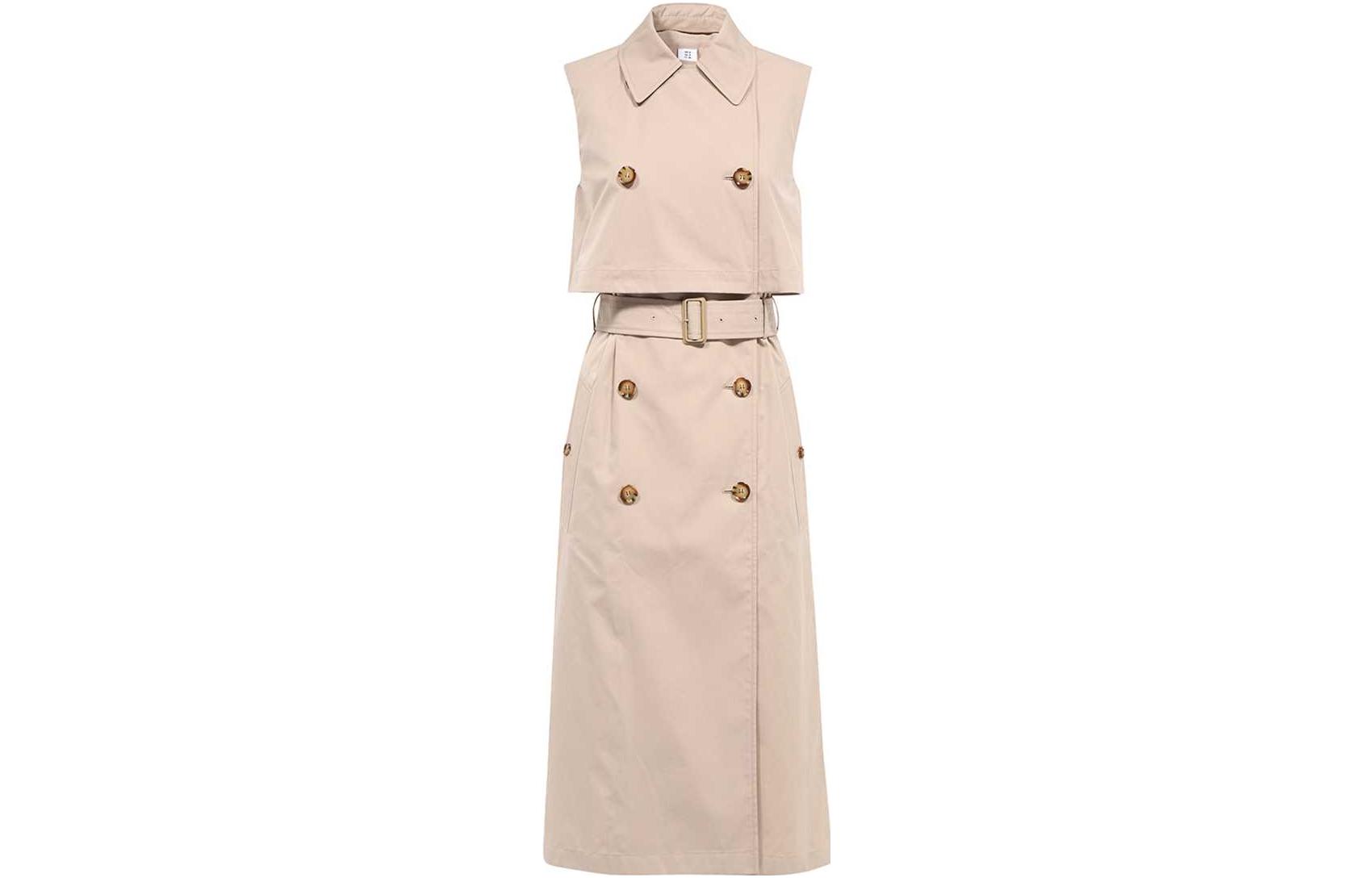 (Women) Burberry  Sleeveless Midi Slim Fit Dress Light Khaki 80710471 圖 2