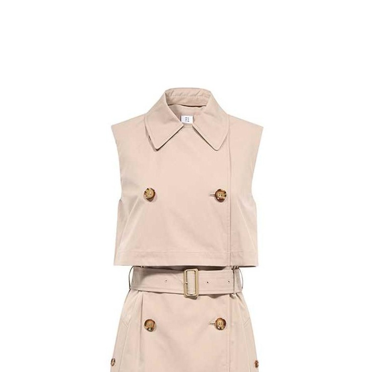 (Women) Burberry  Sleeveless Midi Slim Fit Dress Light Khaki 80710471 圖 7