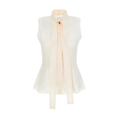 (Women) Burberry Sleeveless Single-Breasted Shirt in Off-White. 80520411