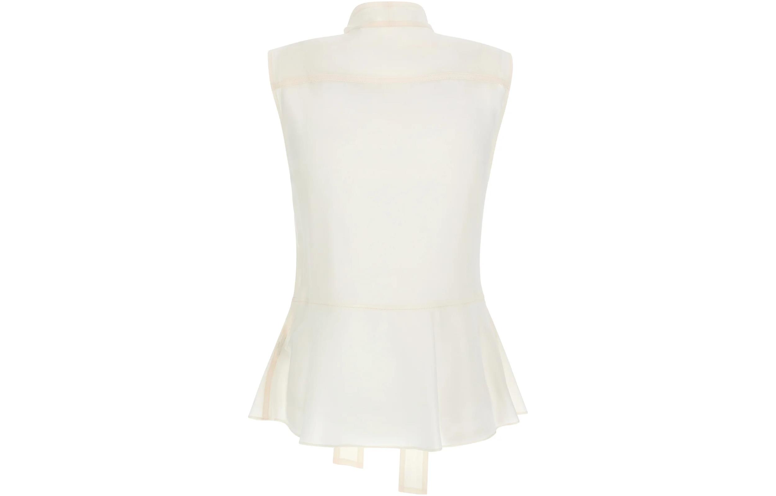 (Women) Burberry  Sleeveless Single-Breasted Shirt in Off-White. 80520411 圖 3