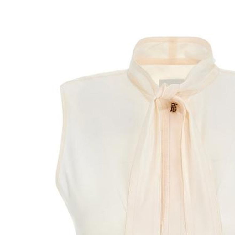 (Women) Burberry  Sleeveless Single-Breasted Shirt in Off-White. 80520411 圖 4