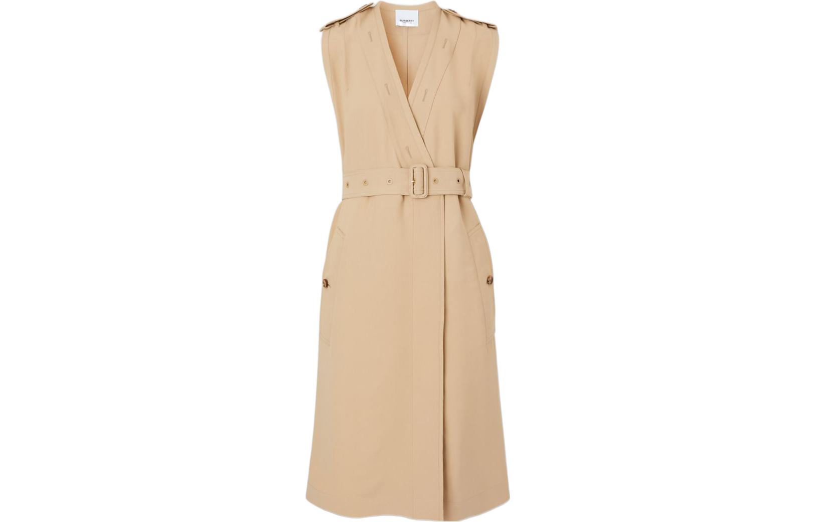 (Women) Burberry  Sleeveless V-Neck Belted Trench Dress Soft Beige. 80554581 圖 2