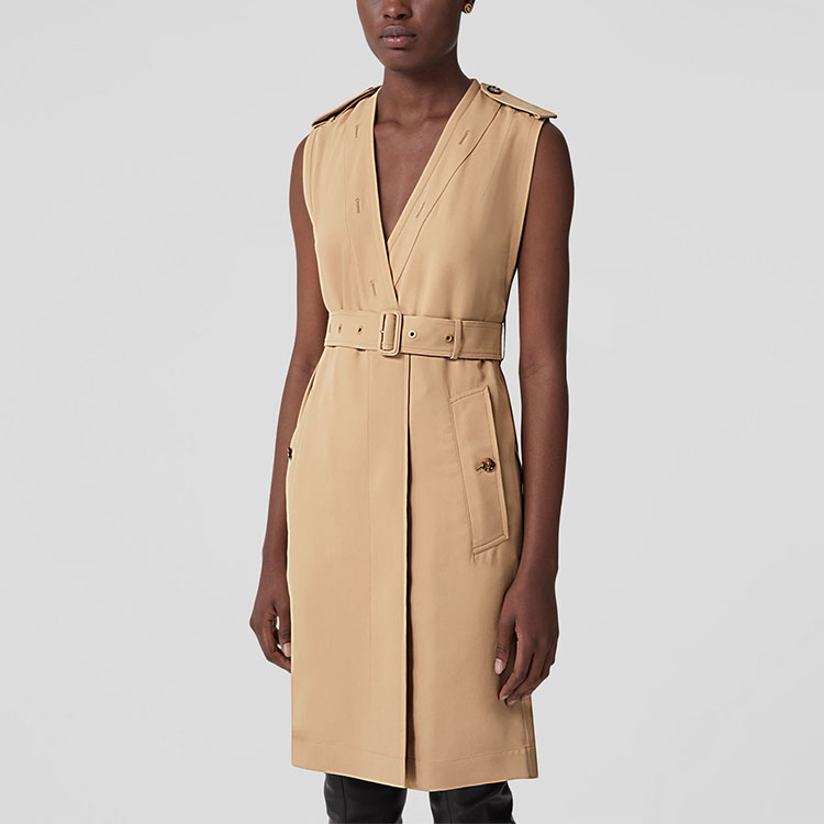 (Women) Burberry  Sleeveless V-Neck Belted Trench Dress Soft Beige. 80554581 圖 5