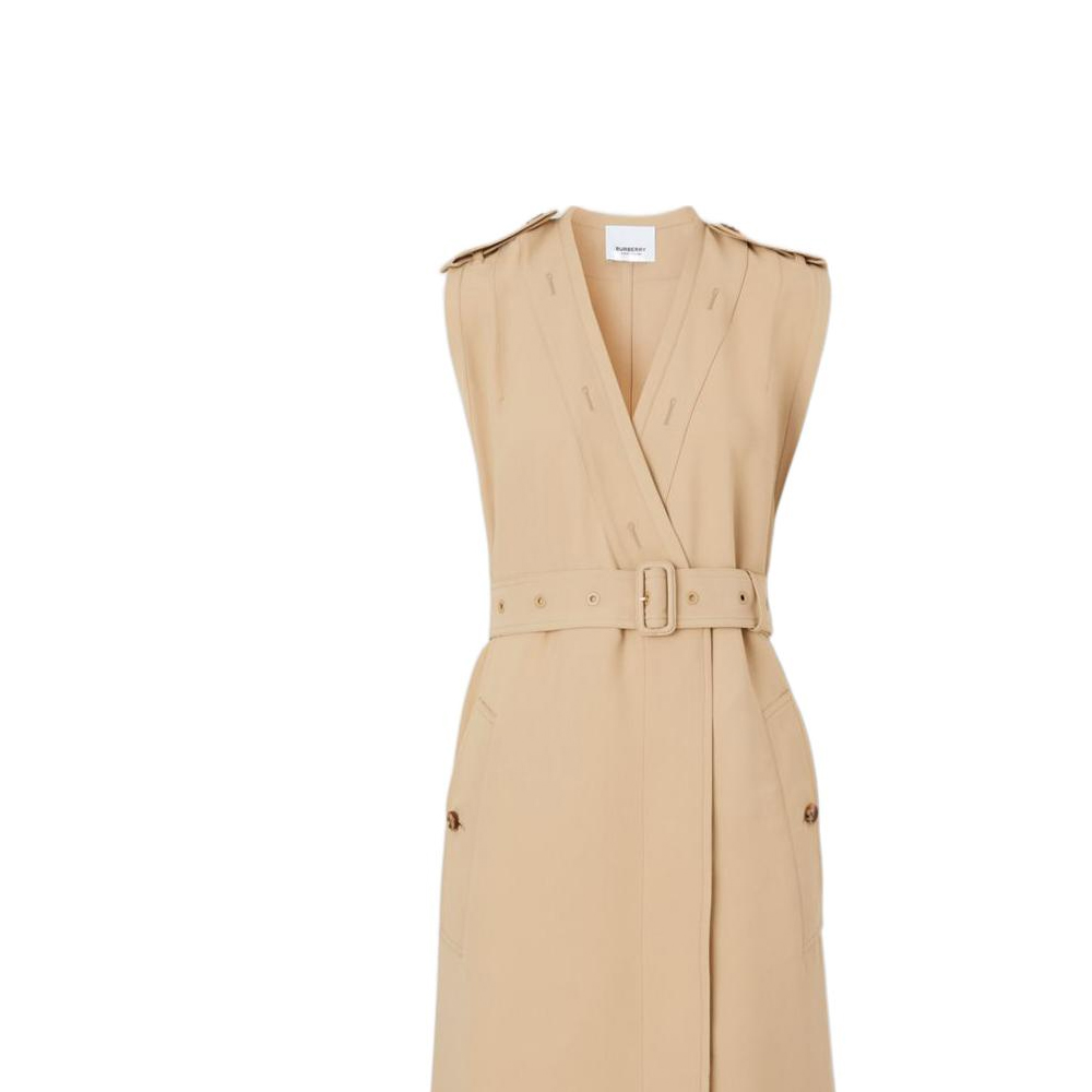 (Women) Burberry  Sleeveless V-Neck Belted Trench Dress Soft Beige. 80554581 圖 6