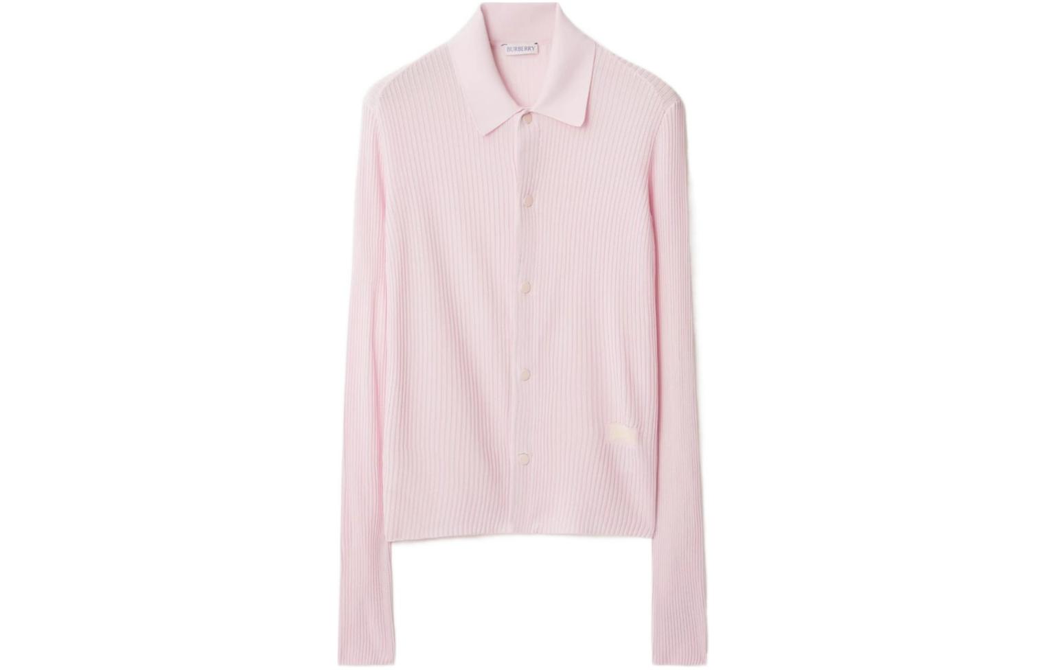 Order (W) Burberry Kardigan Slim Fit Berbutang Tunggal Rajut Dusty Pink SS24 80809041