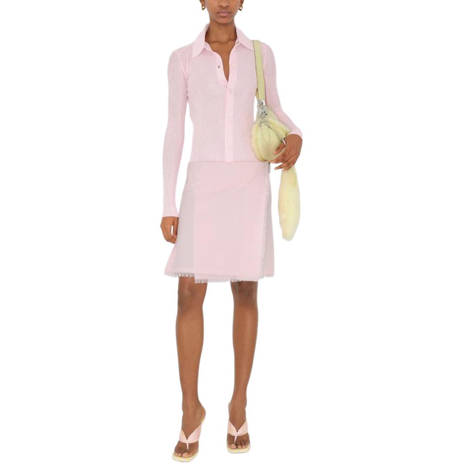 Shop (W) Burberry Kardigan Slim Fit Berbutang Tunggal Rajut Dusty Pink SS24 80809041