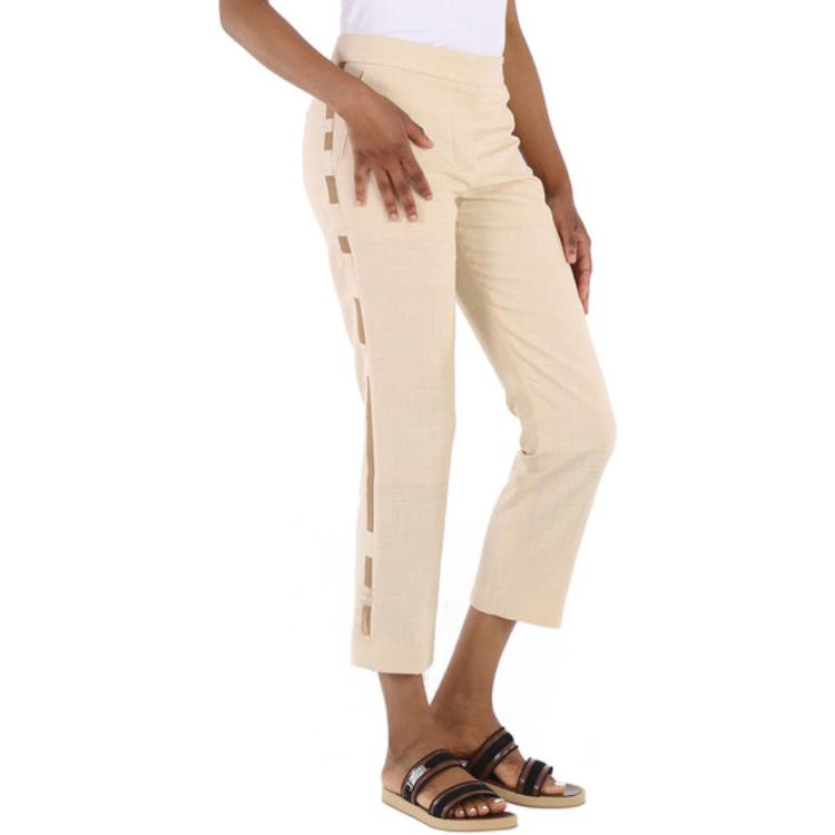 Details for (W) バーバリー スリムフィット ストライプ ジップ カジュアルパンツ ベージュ 80168931