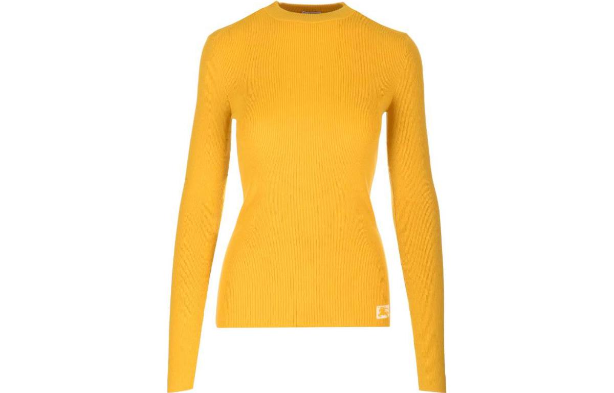 Order (W) Burberry Slim Fit Kuning Wool Leher Bulat Sweater Ribbed. 8077681