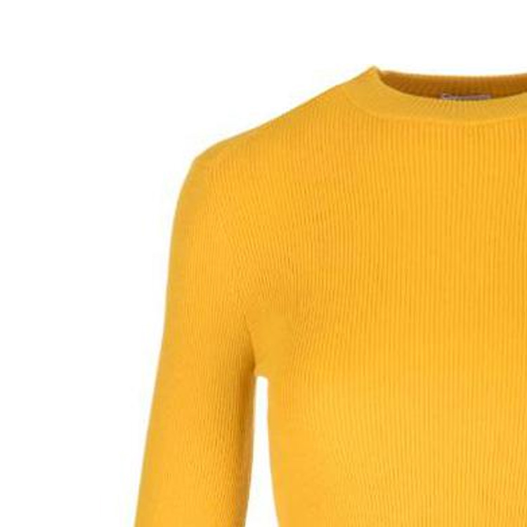 Shop (W) Burberry Slim Fit Kuning Wool Leher Bulat Sweater Ribbed. 8077681