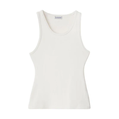 (Women) Burberry Slim Knit Logo Patch Tank Top Salt Crystal Color. 80882821