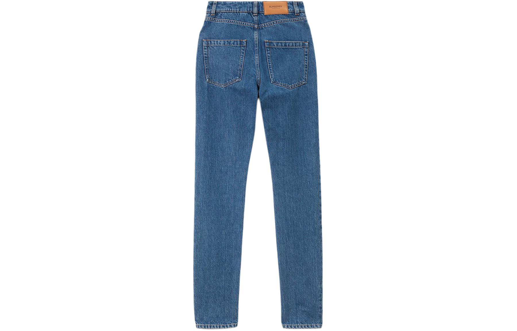 Lookbook (W) 博柏利修身直筒高腰牛仔裤 蓝色 80669411