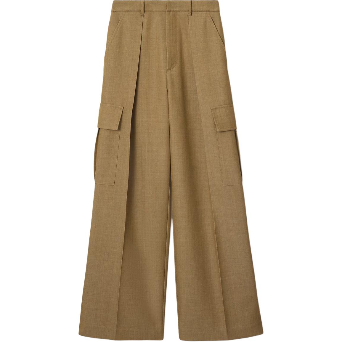 (Women) Burberry  Solid Beige Casual Cargo Pants with Zipper Pockets. 80928181 圖 2