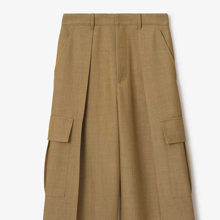 (Women) Burberry  Solid Beige Casual Cargo Pants with Zipper Pockets. 80928181 圖 7