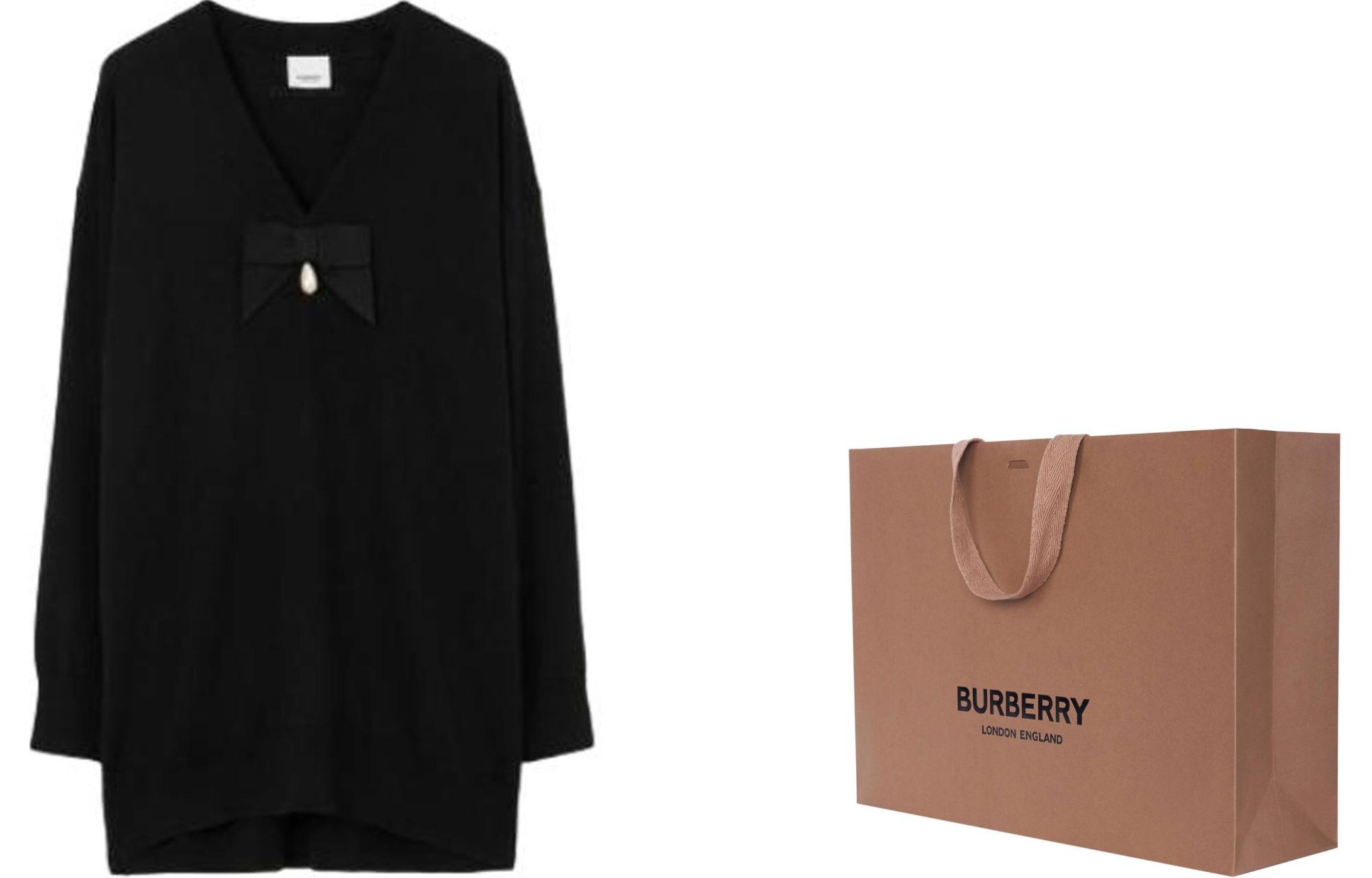 (Women) Burberry  Solid Bow Detail Long Sleeve Sweater - Black 80676821 圖 3