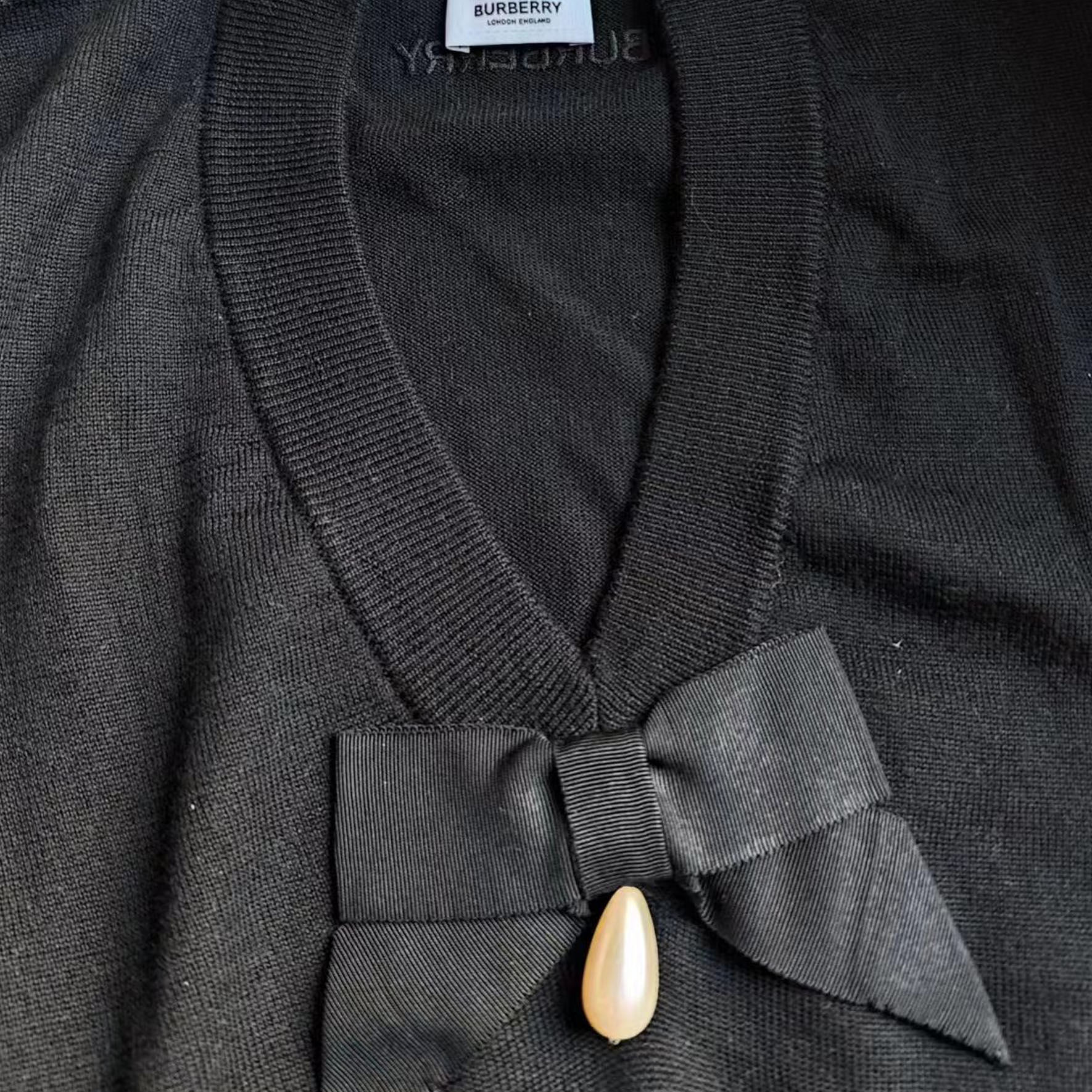 (Women) Burberry  Solid Bow Detail Long Sleeve Sweater - Black 80676821 圖 4