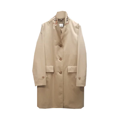 (Women) Burberry Solid Color Button-Up Long Sleeve Trench Coat Khaki FW23 80677641