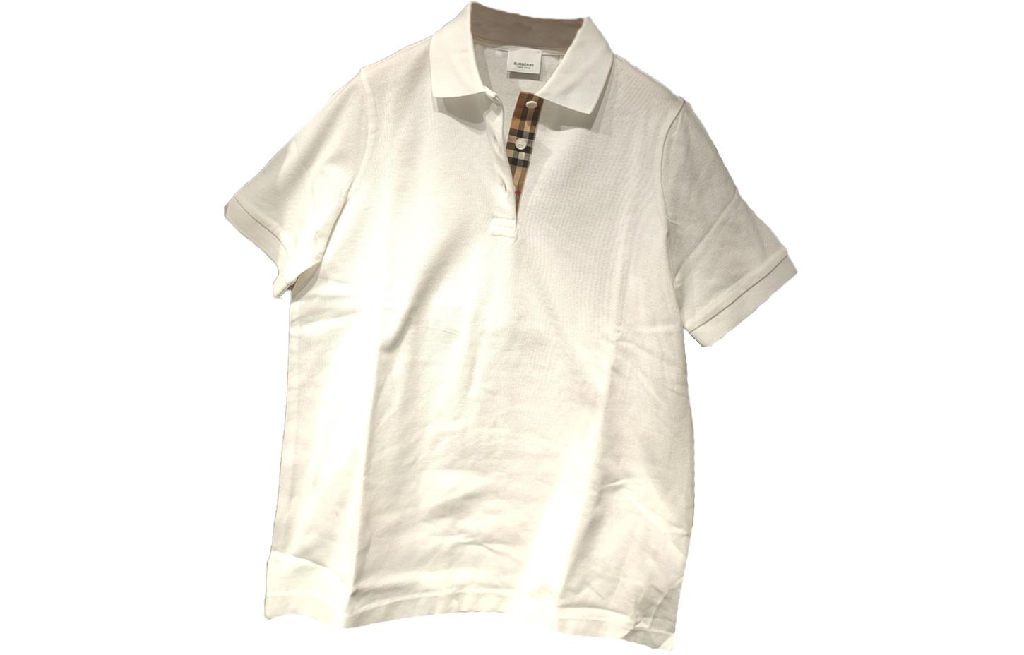 (Women) Burberry  Solid Color Button Straight-Cut Short-Sleeve Polo Shirt White 80669001 圖 2