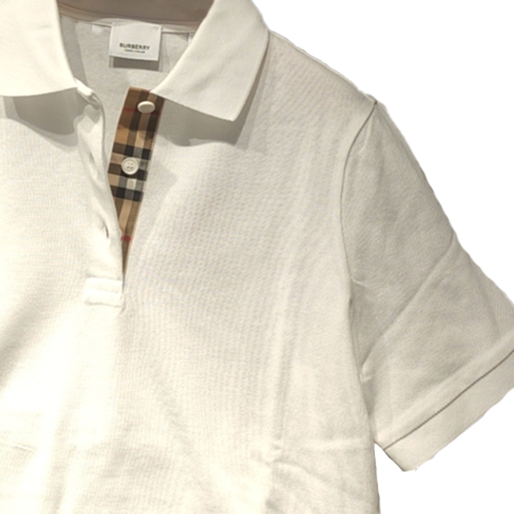 (Women) Burberry  Solid Color Button Straight-Cut Short-Sleeve Polo Shirt White 80669001 圖 7