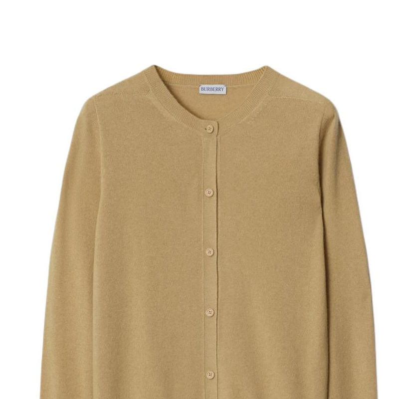Details for (Women) Burberry  Solid Color Cashmere Cardigan Long Sleeve - Khaki. 80963361