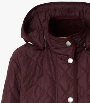 (W) Burberry Jaket Kasual Single-Breasted Warna Burgundy Gelap 80776621 Details for (W) Burberry Jaket Kasual Single-Breasted Warna Burgundy Gelap 80776621