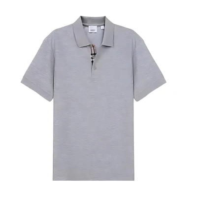 (Women) Burberry Solid Color Casual Straight-Cut Polo Shirt - Gray. 8066901