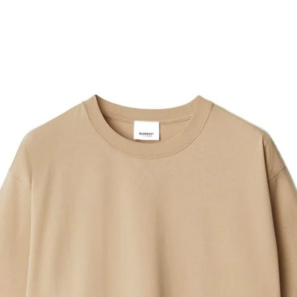 Details for (W) Burberry Kaos Crewneck Solid Color Check Kuning Coklat Lembut SS24. 80851101