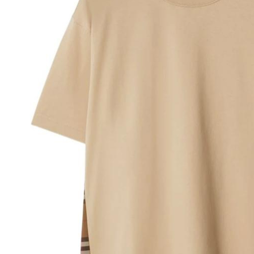 Sizing (W) Burberry Kaos Crewneck Solid Color Check Kuning Coklat Lembut SS24. 80851101