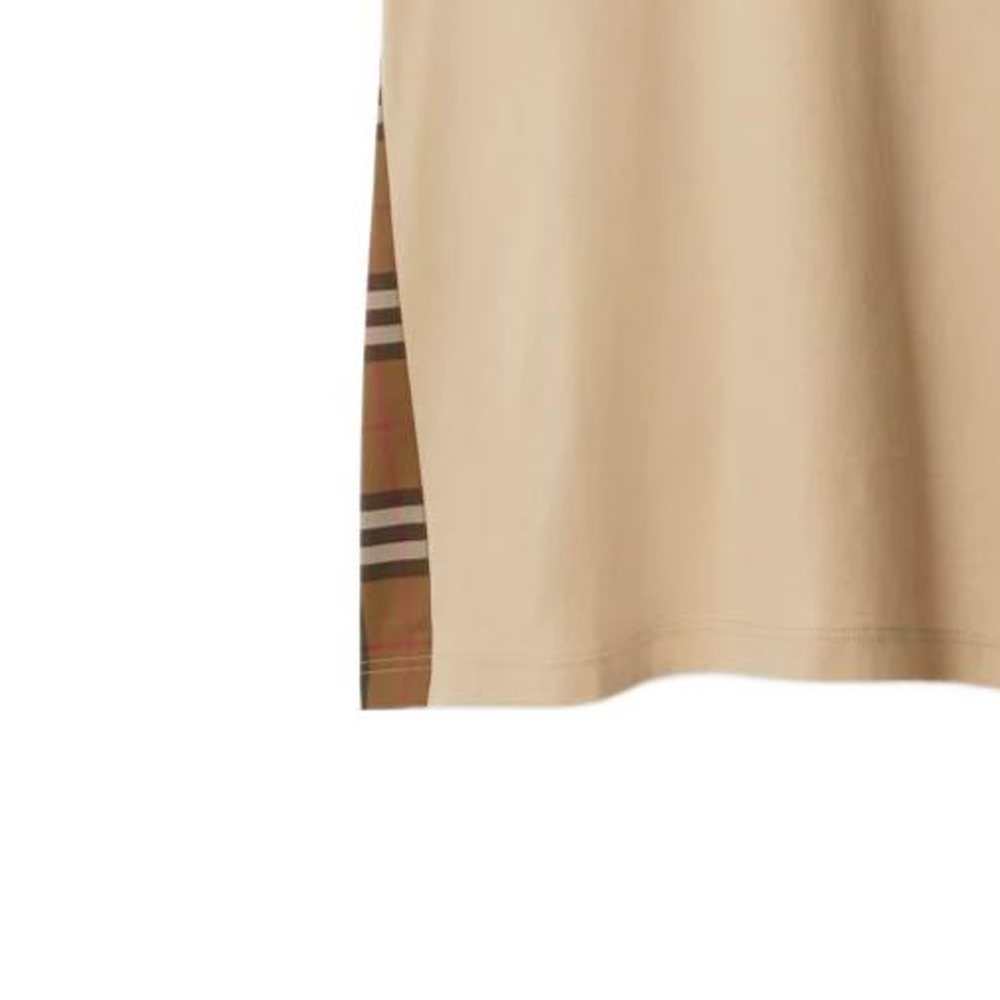 Cheap (W) Burberry Kaos Crewneck Solid Color Check Kuning Coklat Lembut SS24. 80851101