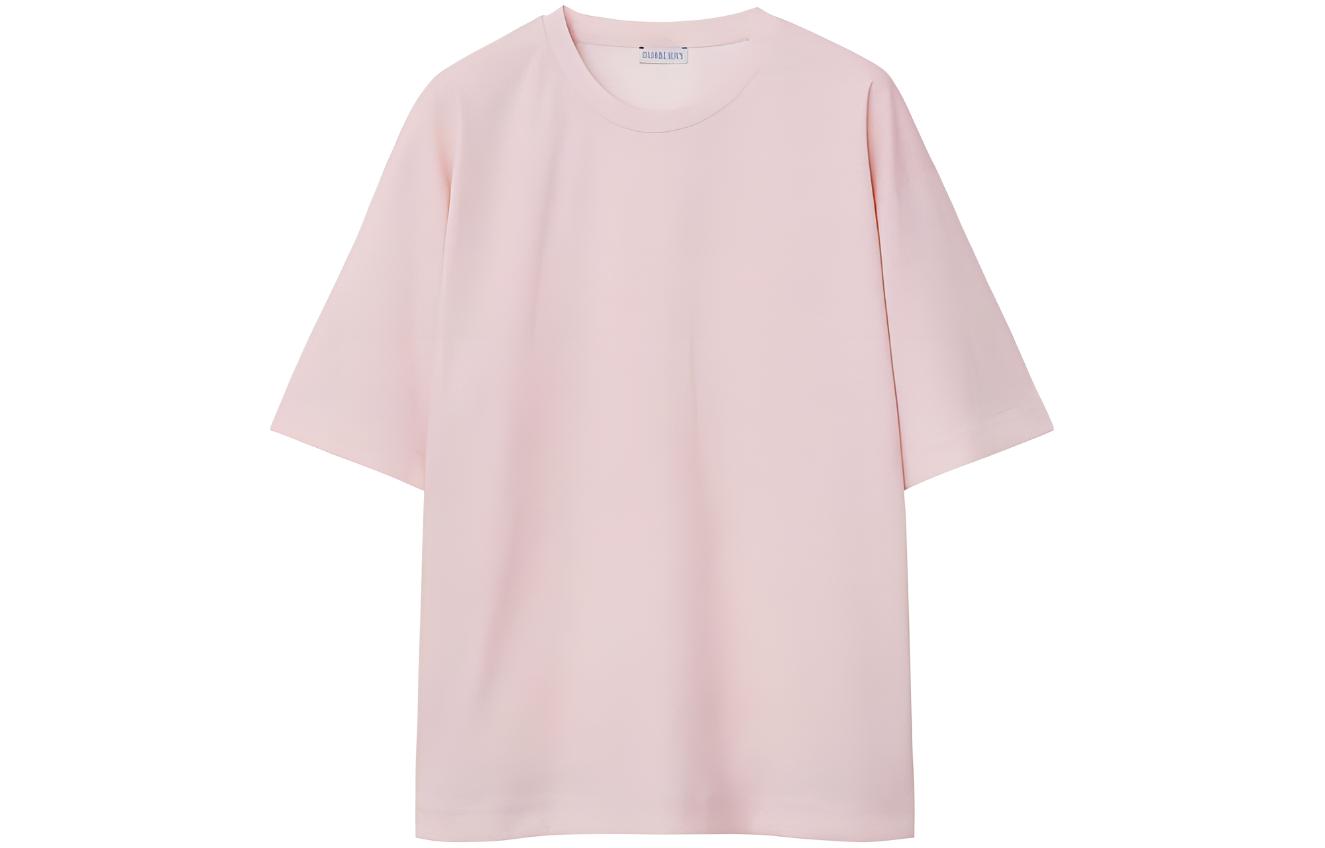 (Women) Burberry  Solid Color Crew Neck T-Shirt Light Pink FW23 Relaxed Fit Tee. 80835991