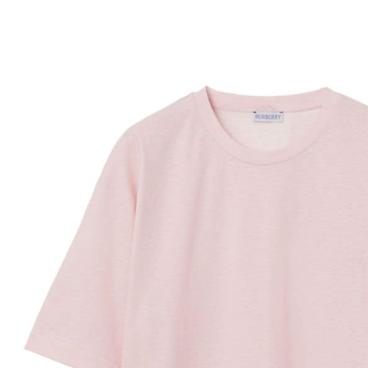 Purchase (W) Burberry Kaos Oblong Warna Solid Leher Bulat Pink Muda FW23 Relaxed Fit. 80835991