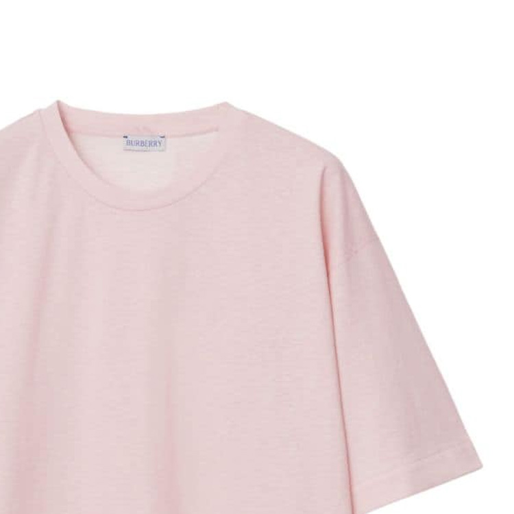 Details for (W) Burberry Kaos Oblong Warna Solid Leher Bulat Pink Muda FW23 Relaxed Fit. 80835991