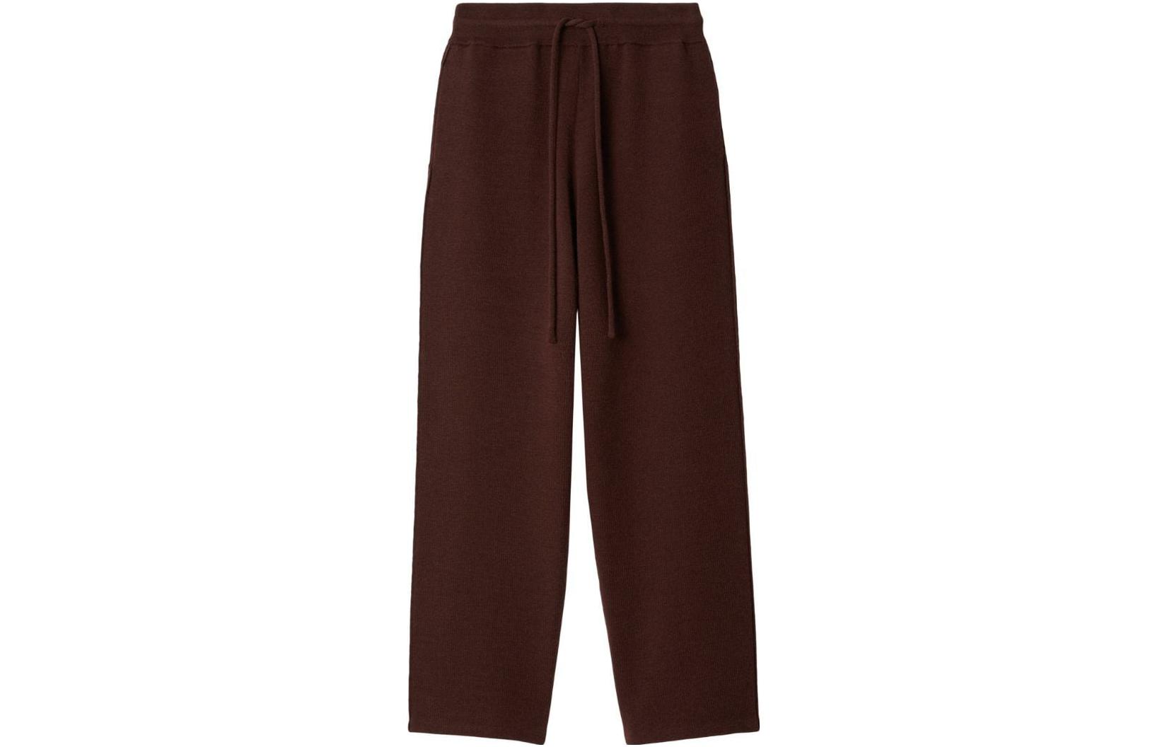 (Women) Burberry  Solid Color Drawstring Knit Jogger Sweatpants Maroon Red. 80777011