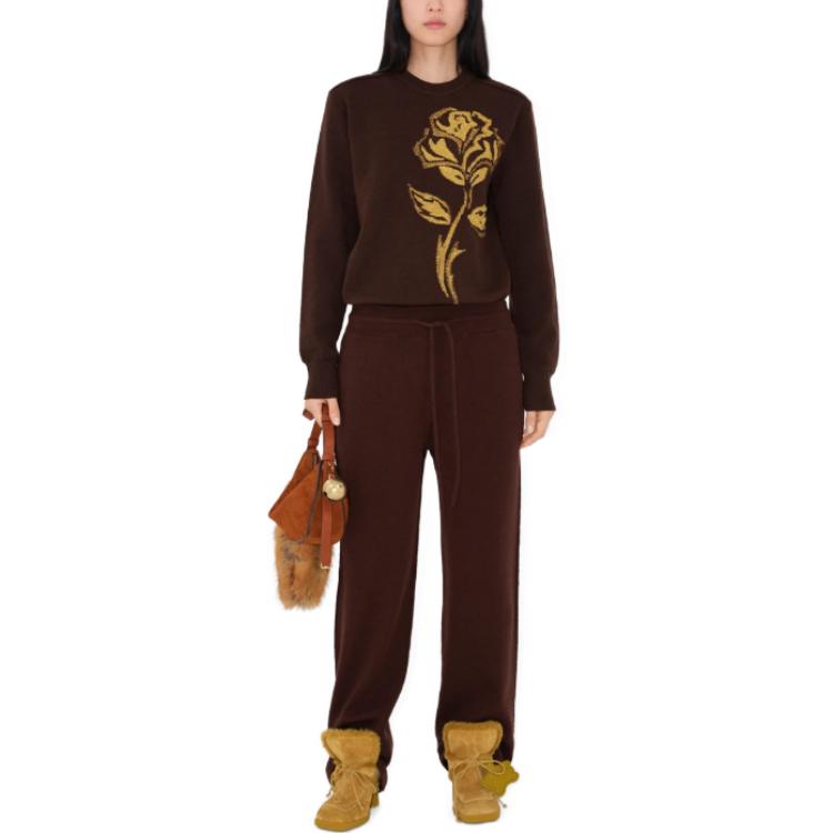 Lookbook (Women) Burberry  Solid Color Drawstring Loose Fit Casual Pants Brown 80773481