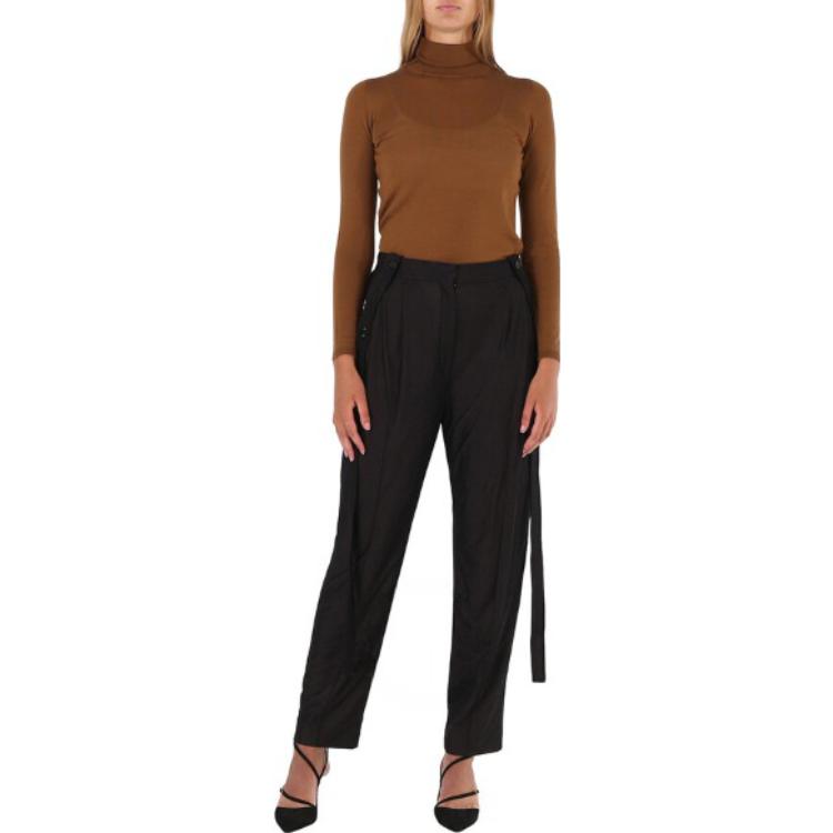 Shop (W) Pantalones Casuales Negros Burberry Color Sólido con Elástico. 45642741