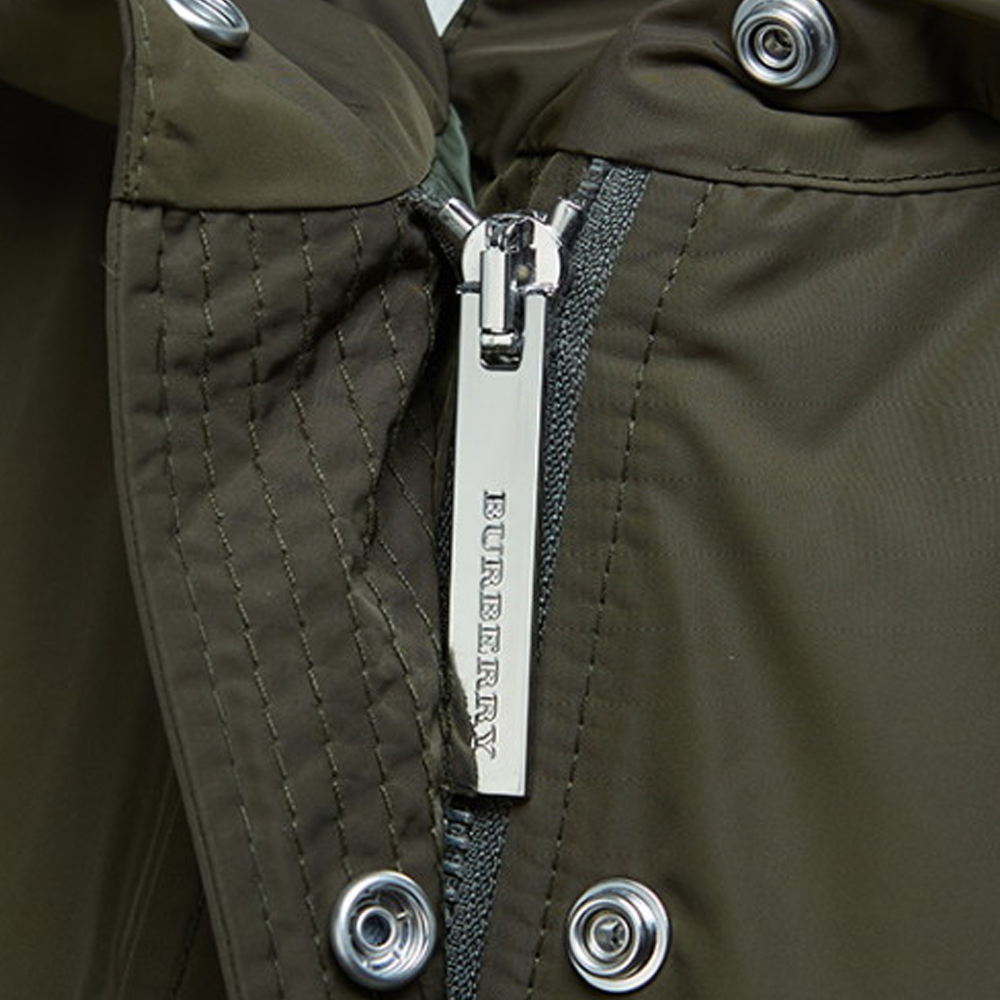 Sizing (W) バーバリー ソリッドカラー ダークオリーブ フード付きドローストリングミドルコート 80061221