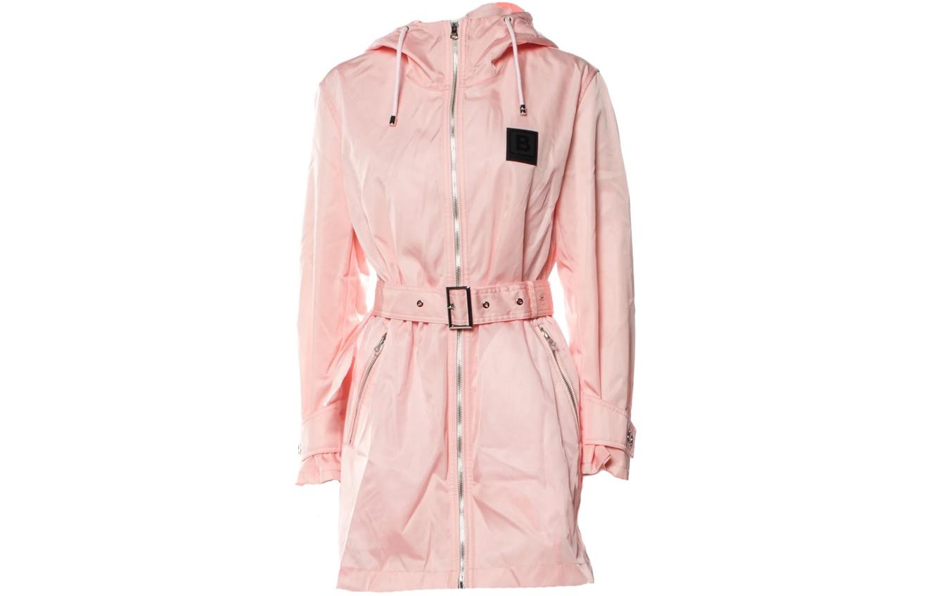 (Women) Burberry  Solid Color Hooded Long Sleeve Trench Coat - Pink. 80677511